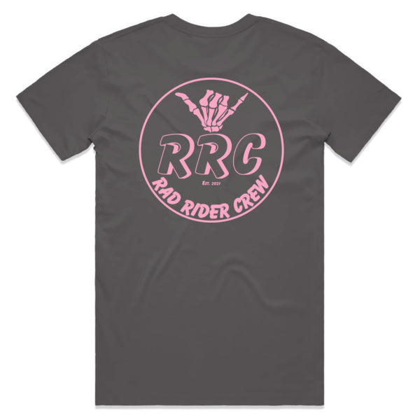 Rad Rider Crew Tee - Charcoal pink